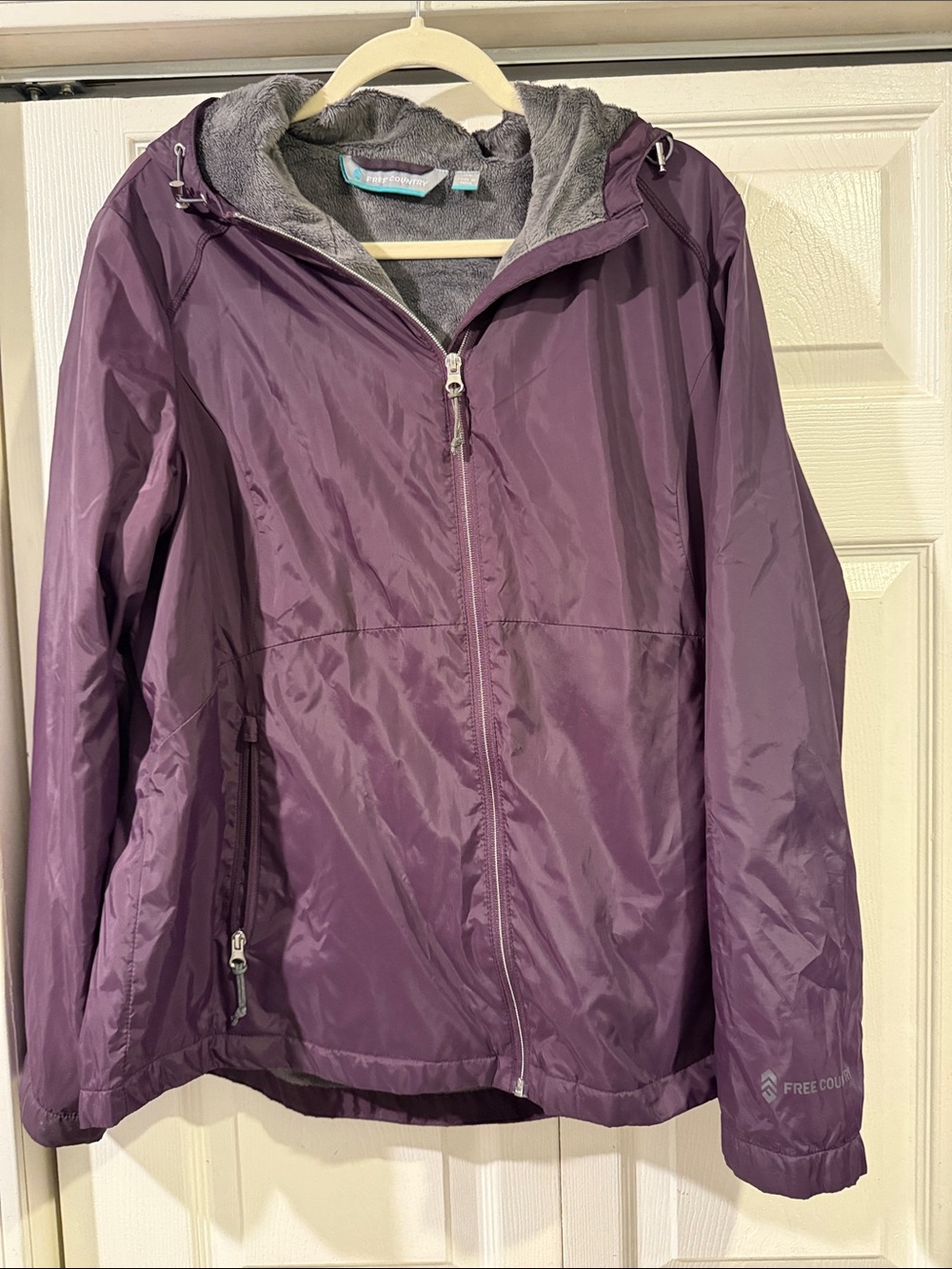 Free Country Plum Hooded Windbreaker Lined Jacket
